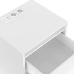 Lot de 2 tables de chevet à LED avec station de recharge 1 tiroir et niche*IDMarket Clearance