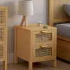 Lot de 2 tables de chevet 2 tiroirs cannage et bois*IDMarket New