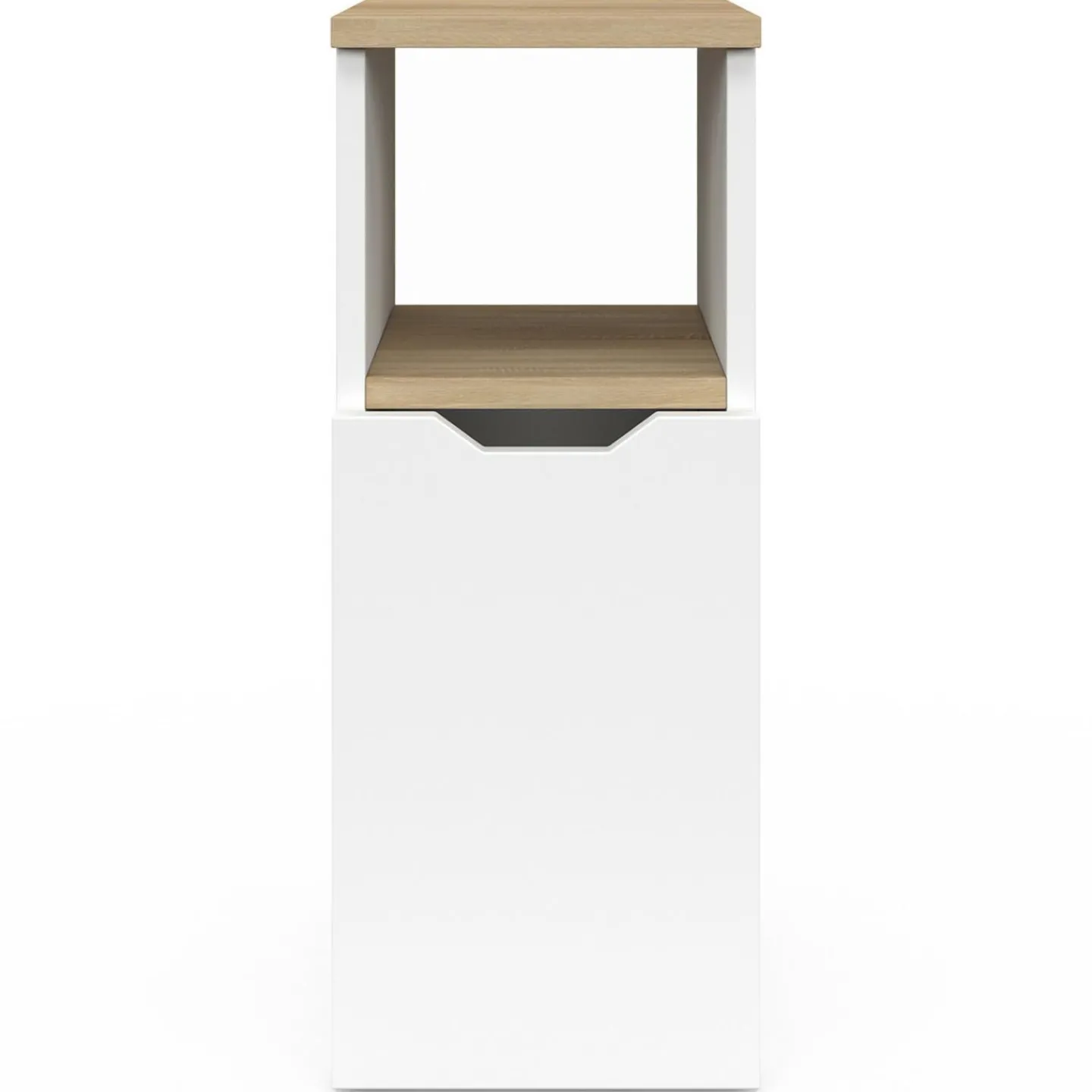 Lot de 2 tables de chevet bois et blanc 1 porte avec niche*IDMarket Hot