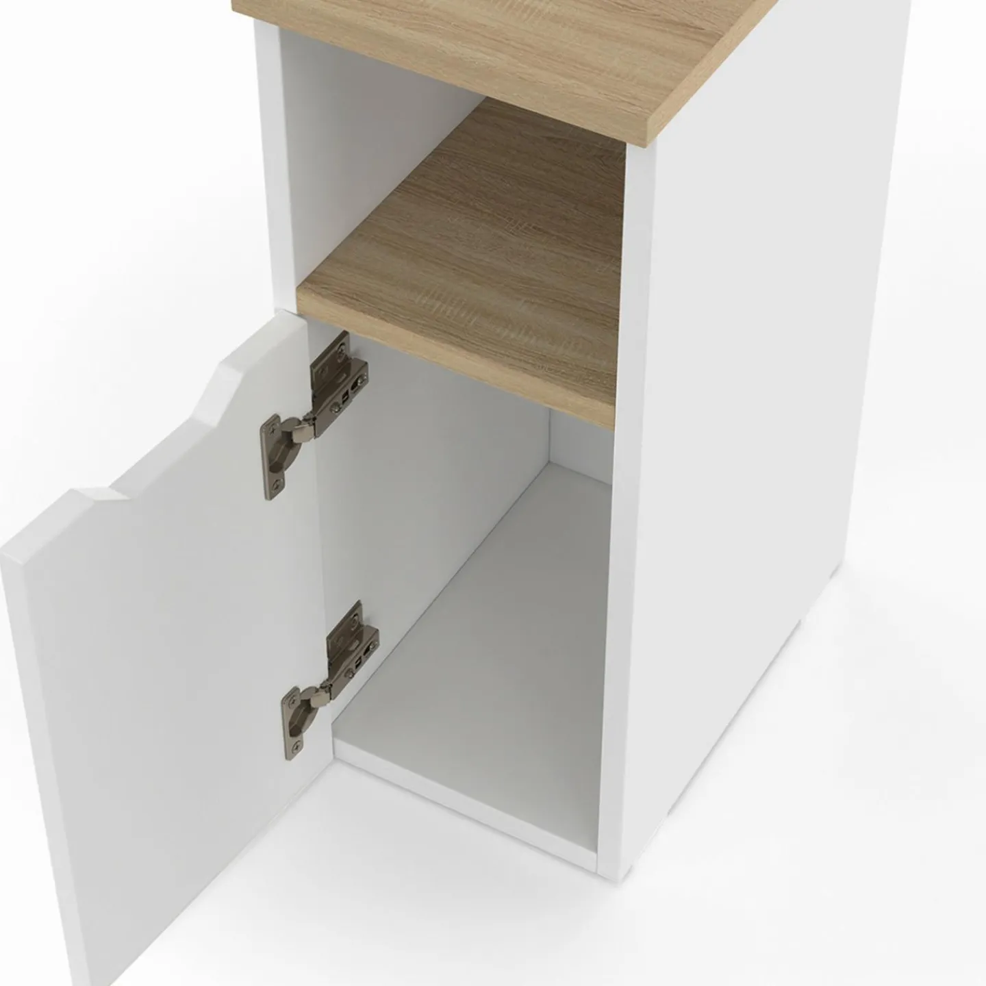 Lot de 2 tables de chevet bois et blanc 1 porte avec niche*IDMarket Hot