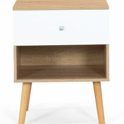 Lot de 2 tables de chevet scandinaves hêtre et blanc 1 tiroir*IDMarket Hot