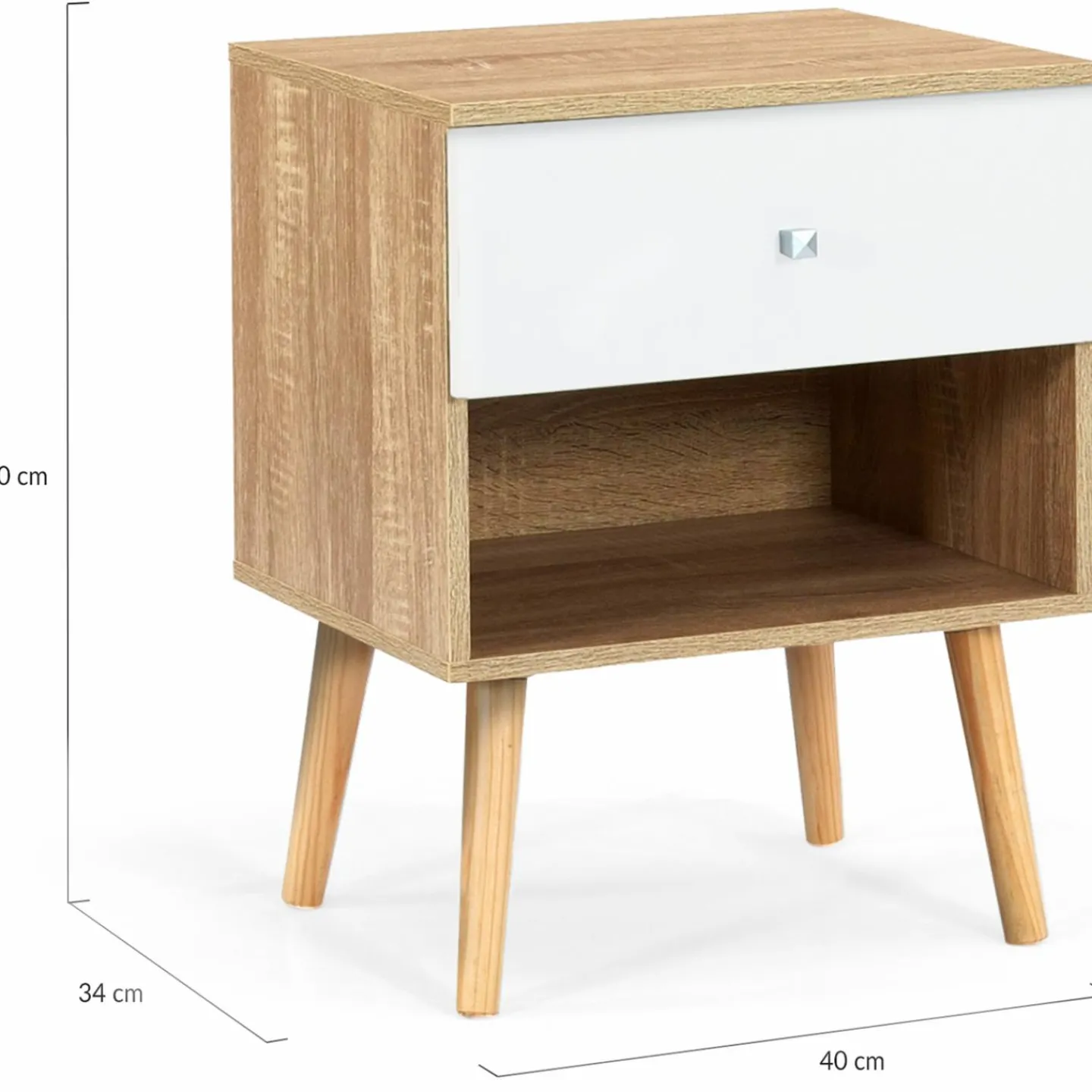 Lot de 2 tables de chevet scandinaves hêtre et blanc 1 tiroir*IDMarket Hot