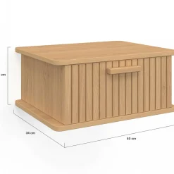 Lot de 2 tables de chevet suspendues lattes tasseau bois 1 tiroir*IDMarket Hot