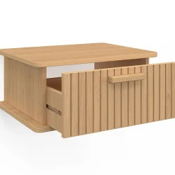 Lot de 2 tables de chevet suspendues lattes tasseau bois 1 tiroir*IDMarket Hot