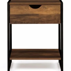 Lot de 2 tables de chevet métal et bois foncé*IDMarket Hot