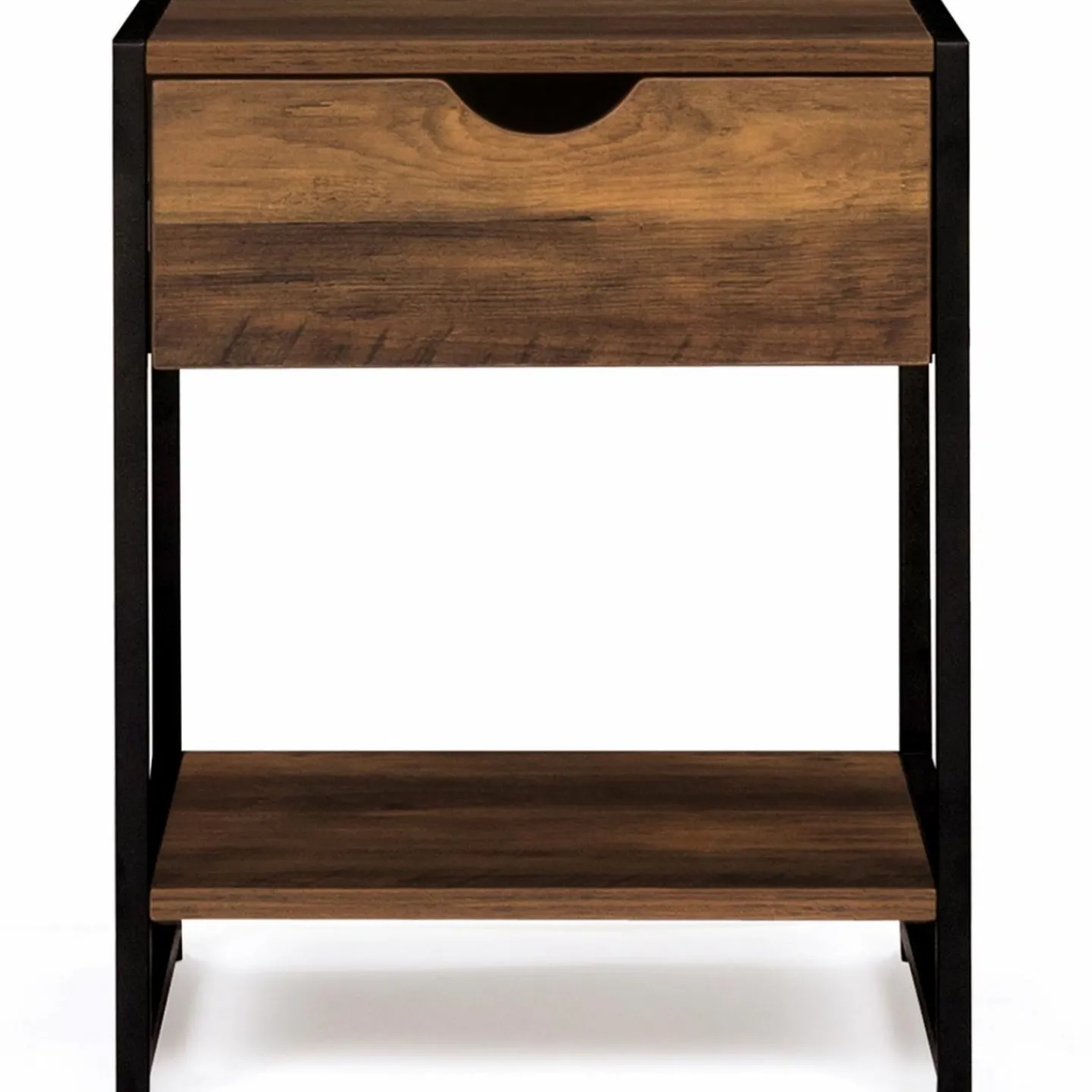 Lot de 2 tables de chevet métal et bois foncé*IDMarket Hot