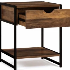 Lot de 2 tables de chevet métal et bois foncé*IDMarket Hot