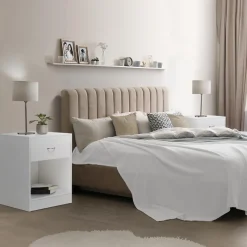 Lot de 2 tables de chevet blanches en bois*IDMarket Best