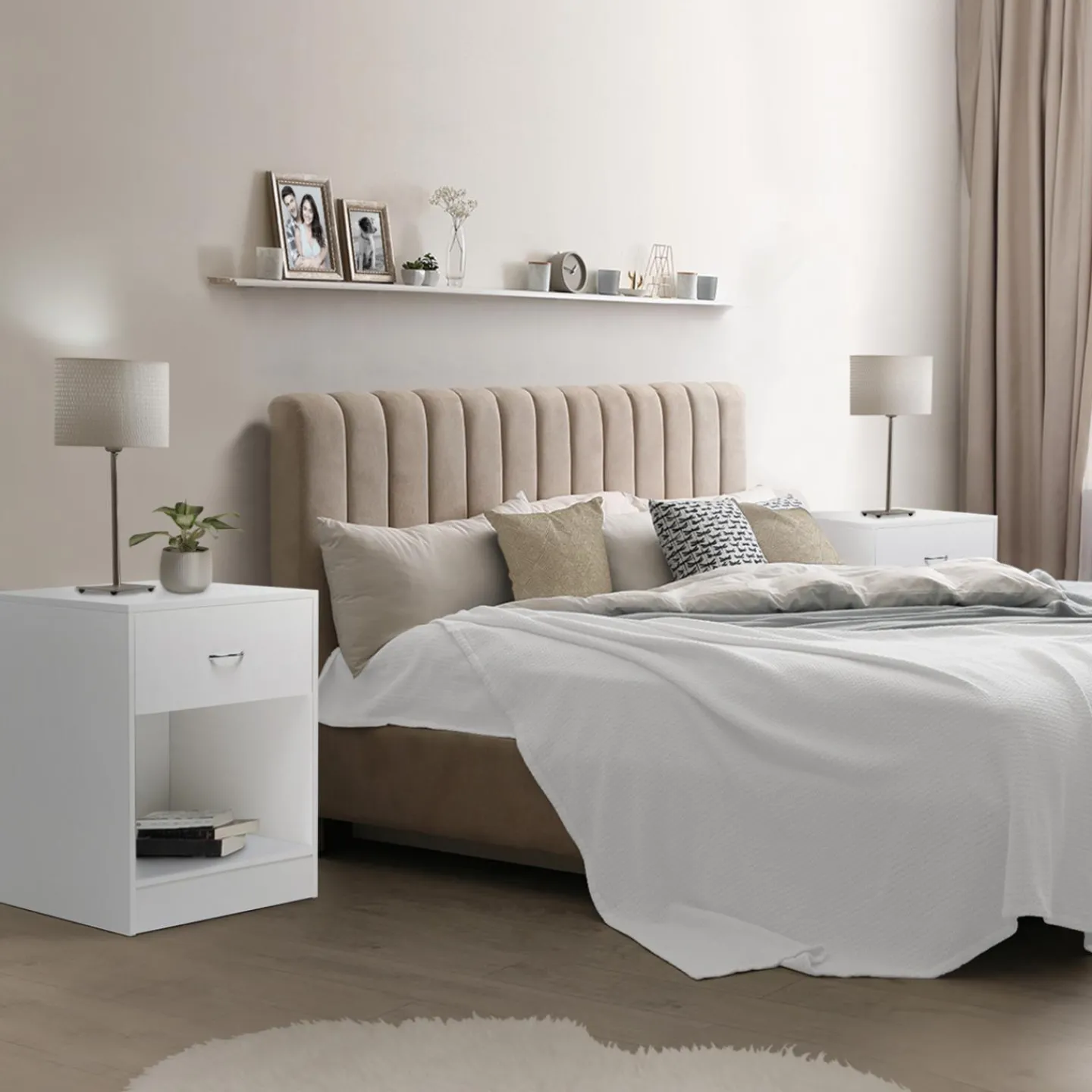 Lot de 2 tables de chevet blanches en bois*IDMarket Best