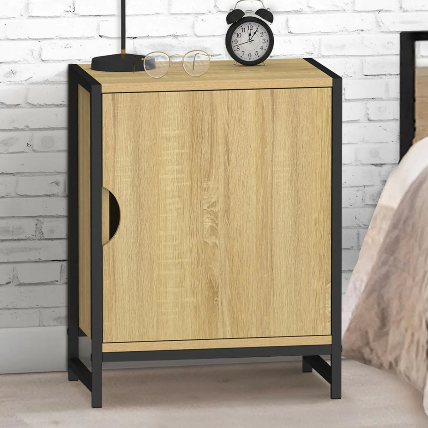 Lot de 2 tables de chevet 1 porte design industriel*IDMarket Hot