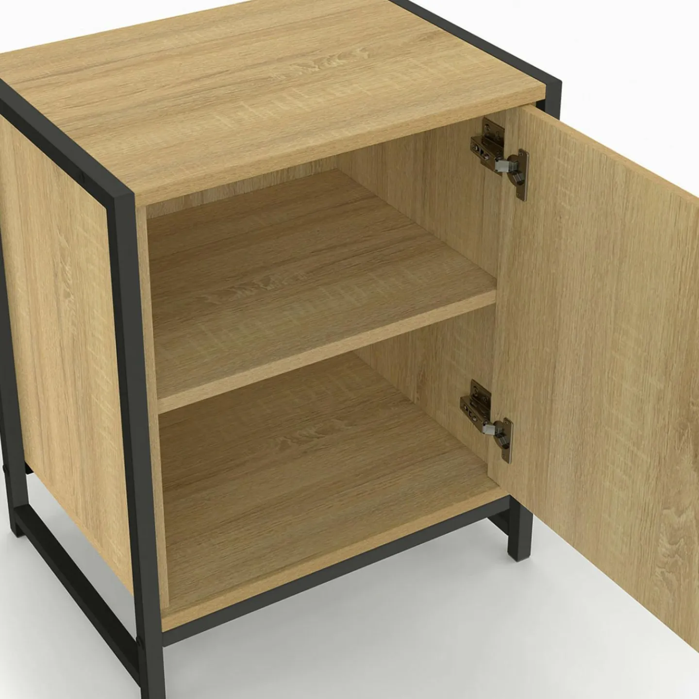 Lot de 2 tables de chevet 1 porte design industriel*IDMarket Hot