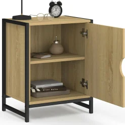 Lot de 2 tables de chevet 1 porte design industriel*IDMarket Hot