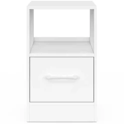 Lot de 2 tables de chevet 1 tiroir en tissu avec niche bois blanc*IDMarket Hot