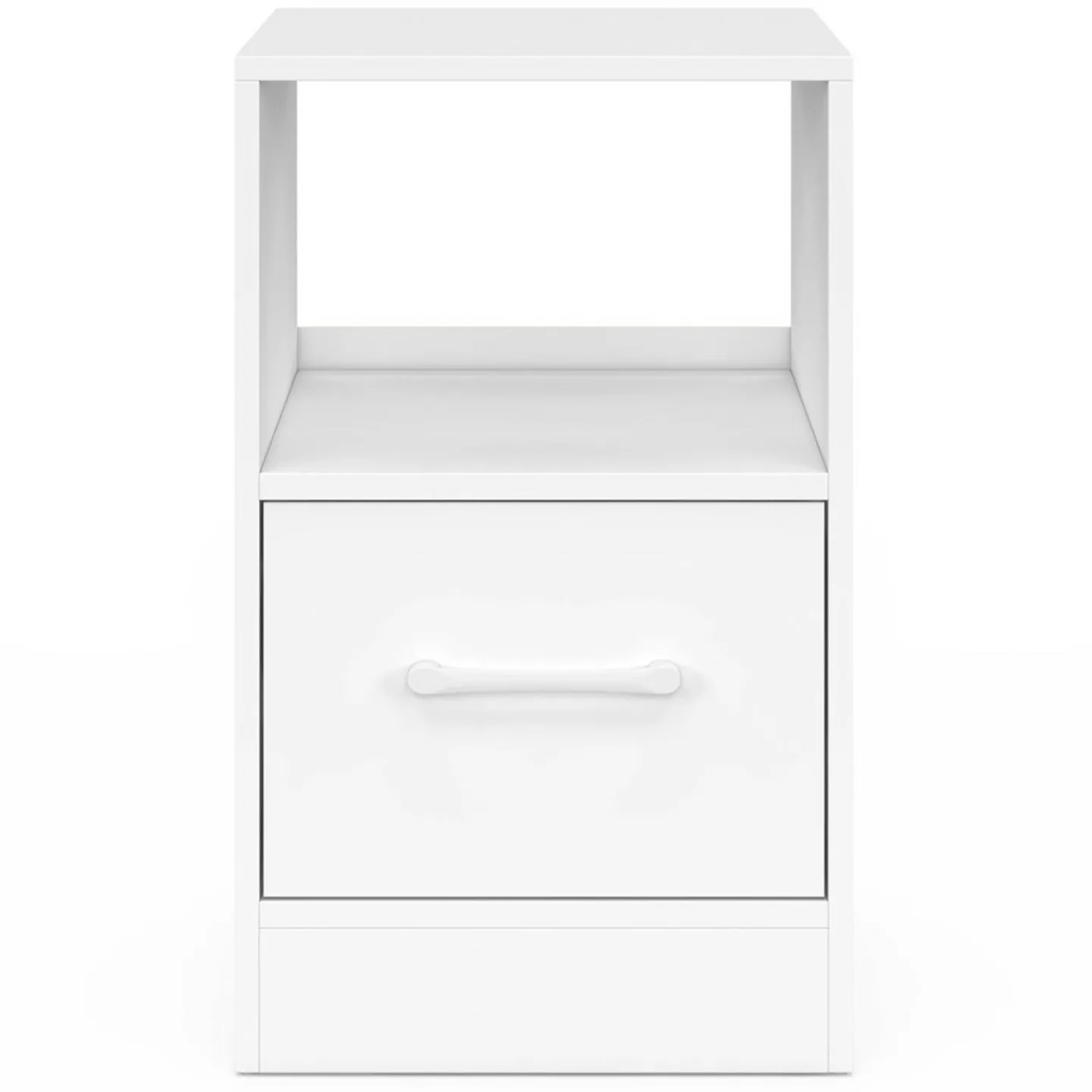 Lot de 2 tables de chevet 1 tiroir en tissu avec niche bois blanc*IDMarket Hot