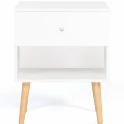 Lot de 2 tables de chevet scandinaves bois blanc 1 tiroir*IDMarket Discount
