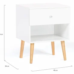 Lot de 2 tables de chevet scandinaves bois blanc 1 tiroir*IDMarket Discount