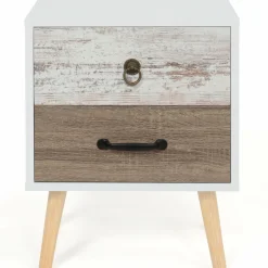 Lot de 2 tables de chevet scandinaves avec tiroirs blanc et bois*IDMarket New