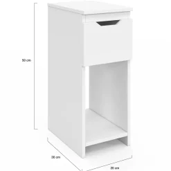 Lot de 2 tables de chevet 1 tiroir avec niche blanc*IDMarket New