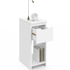 Lot de 2 tables de chevet 1 tiroir avec niche blanc*IDMarket New