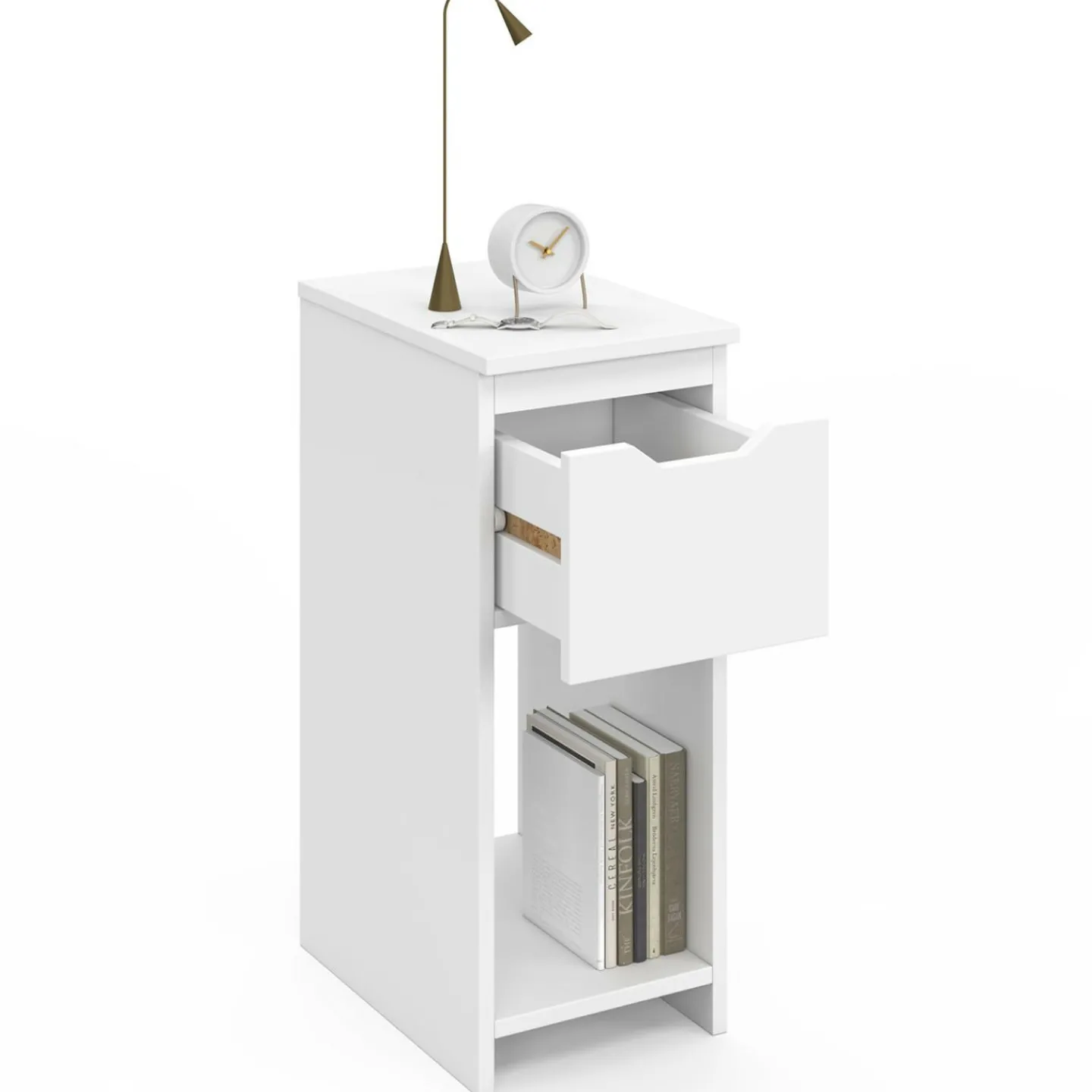 Lot de 2 tables de chevet 1 tiroir avec niche blanc*IDMarket New