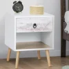 lot de 2 tables de chevet blanches effet vieilli 1 tiroir style scandinave*IDMarket Best