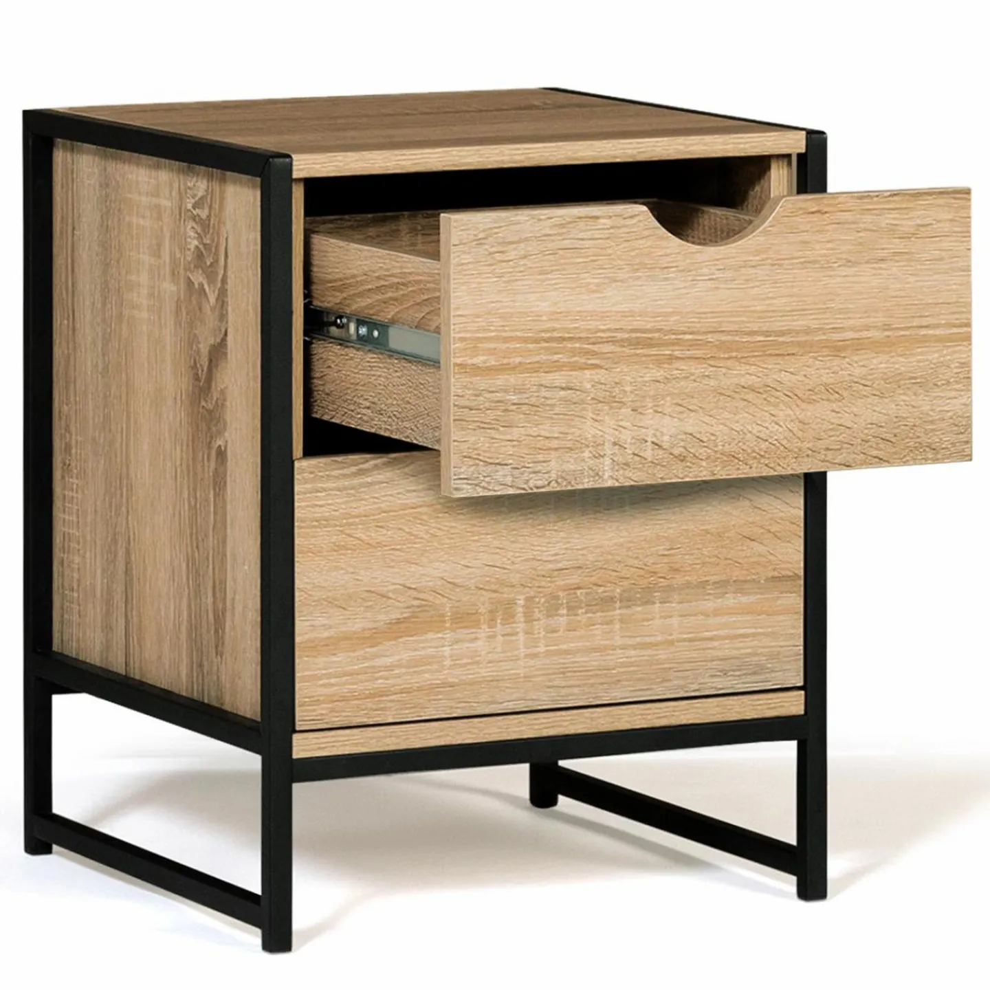 Lot de 2 tables de chevet industrielles 2 tiroirs*IDMarket New