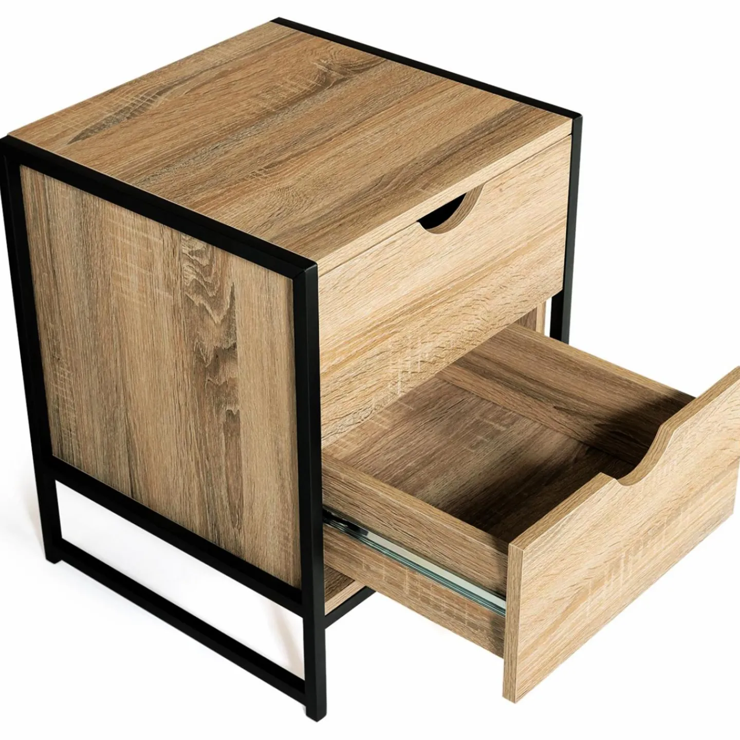 Lot de 2 tables de chevet industrielles 2 tiroirs*IDMarket New