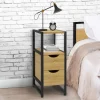 Lot de 2 tables de chevet bois et métal noir 2 tiroirs 1 niche style industriel*IDMarket Outlet