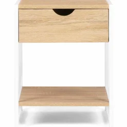 Lot de 2 tables de chevet métal blanc et bois*IDMarket Outlet