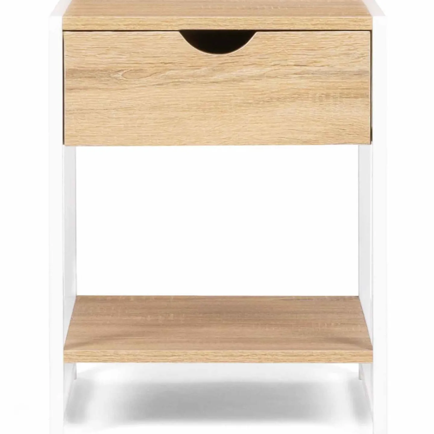 Lot de 2 tables de chevet métal blanc et bois*IDMarket Outlet