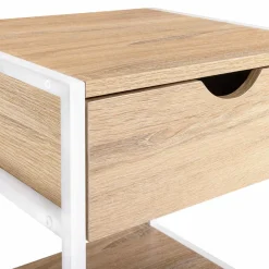Lot de 2 tables de chevet métal blanc et bois*IDMarket Outlet