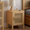 Lot de 2 tables de chevet 1 porte cannage et bois*IDMarket Hot