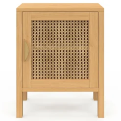 Lot de 2 tables de chevet 1 porte cannage et bois*IDMarket Hot