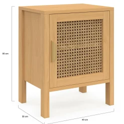 Lot de 2 tables de chevet 1 porte cannage et bois*IDMarket Hot