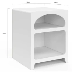 Lot de 2 tables de chevets style organiques bois blanc 2 niches*IDMarket Clearance