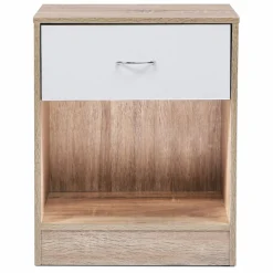 Lot de 2 tables de nuit bois façon hêtre tiroir blanc*IDMarket Sale