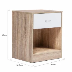 Lot de 2 tables de nuit bois façon hêtre tiroir blanc*IDMarket Sale