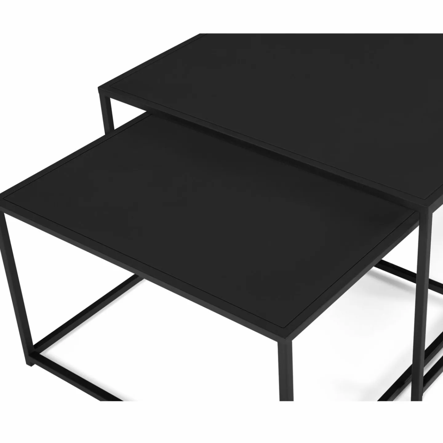 Lot de 2 tables gigognes métal noir carrées 60 cm et 70 cm*IDMarket Sale