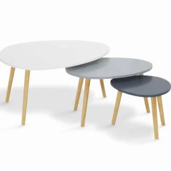 Lot de 3 tables gigognes scandinaves laquées blanc et gris*IDMarket New