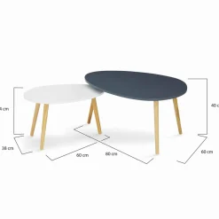 Lot de 2 tables gigognes scandinaves laquées blanc et gris*IDMarket Discount
