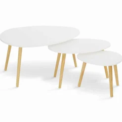 Lot de 3 tables gigognes scandinaves laquées blanc*IDMarket Outlet