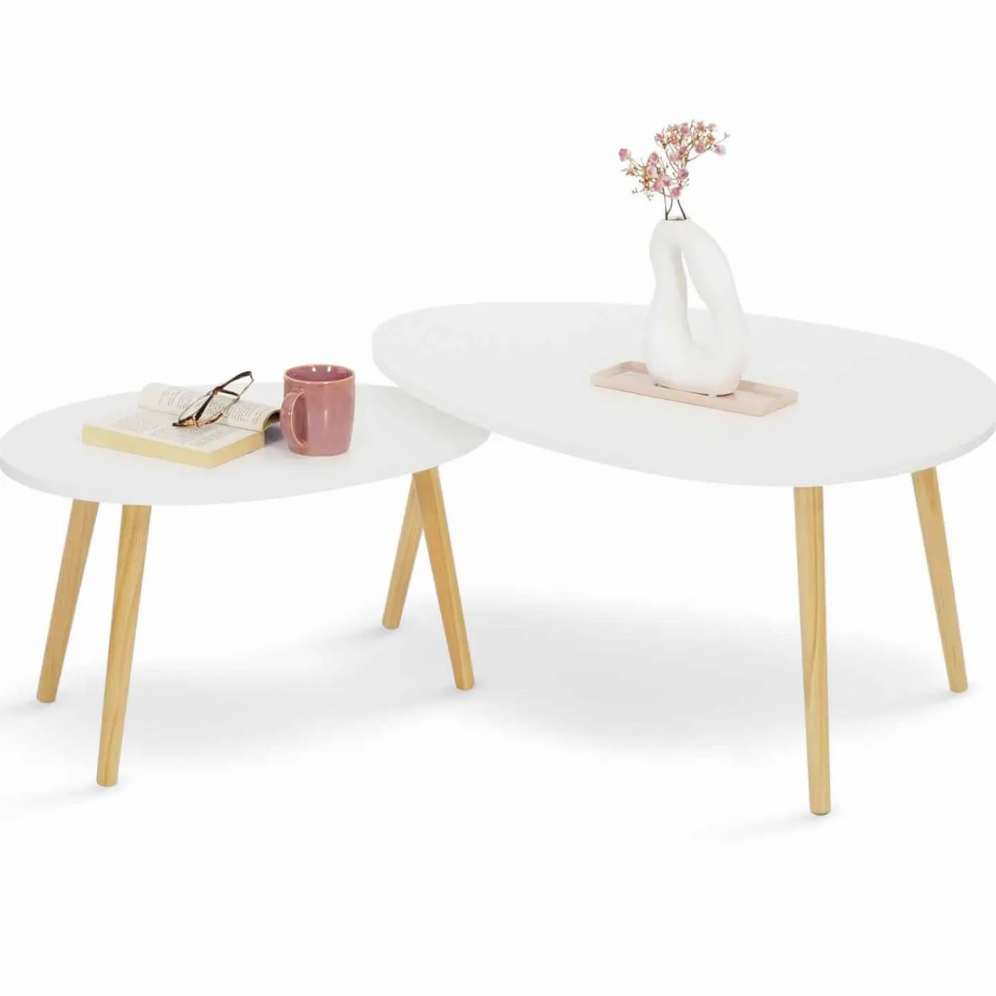 Lot de 2 tables gigognes scandinaves laquées blanc*IDMarket Best
