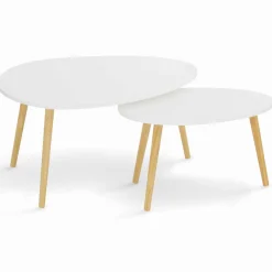 Lot de 2 tables gigognes scandinaves laquées blanc*IDMarket Best