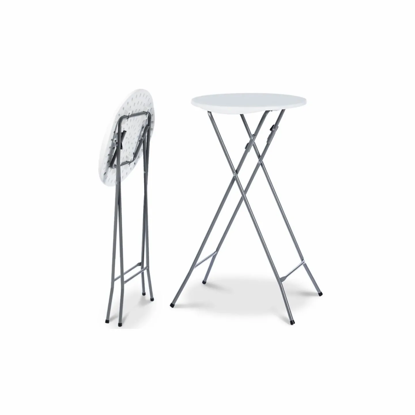 Lot de 4 tables hautes pliantes d’extérieur + housses blanches*IDMarket