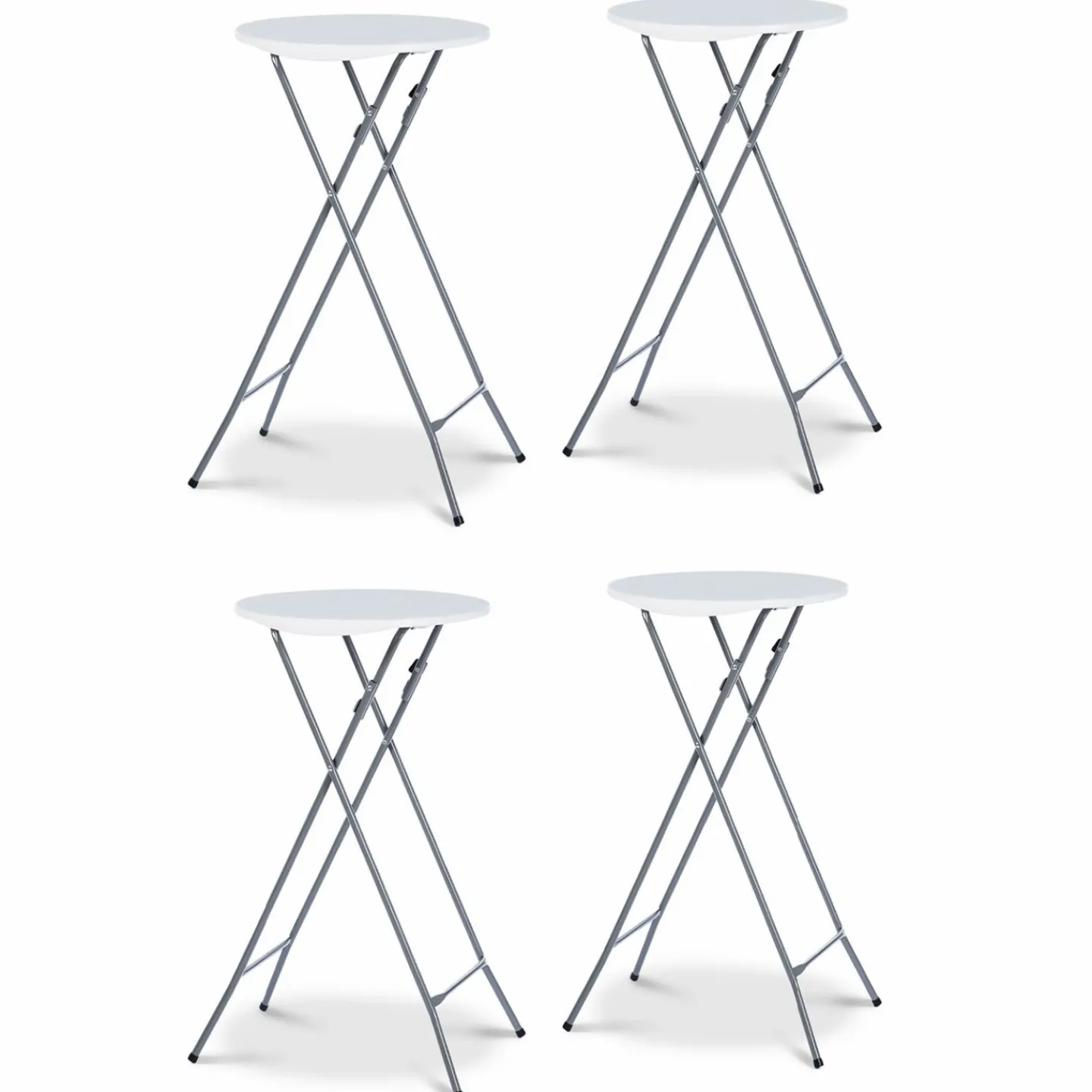 Lot de 4 tables hautes pliantes d’extérieur + housses blanches*IDMarket
