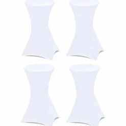 Lot de 4 tables hautes pliantes d’extérieur + housses blanches*IDMarket