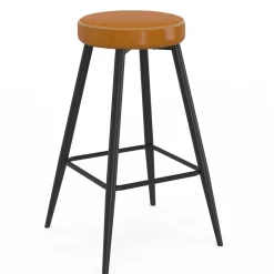 Lot de 2 tabourets de bar effet cuir marron et pieds métal*IDMarket Hot