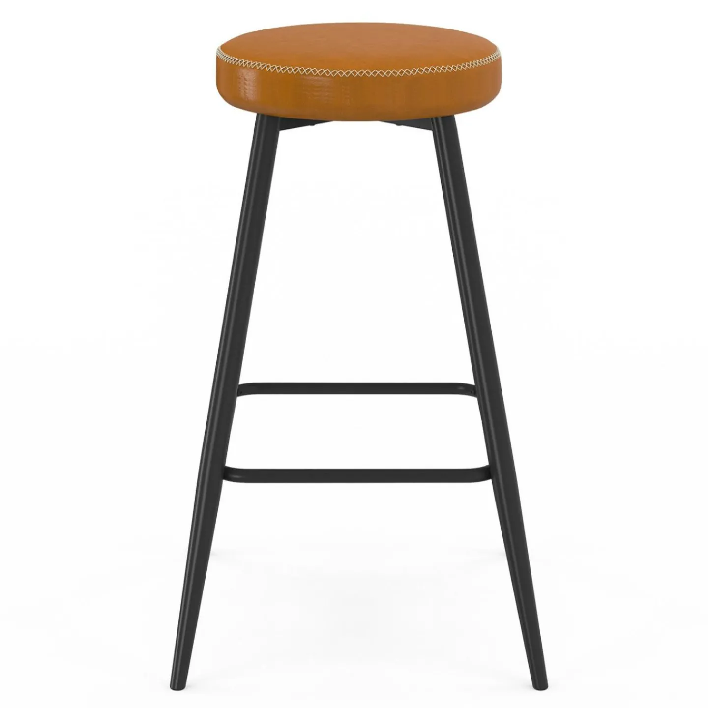 Lot de 2 tabourets de bar effet cuir marron et pieds métal*IDMarket Hot