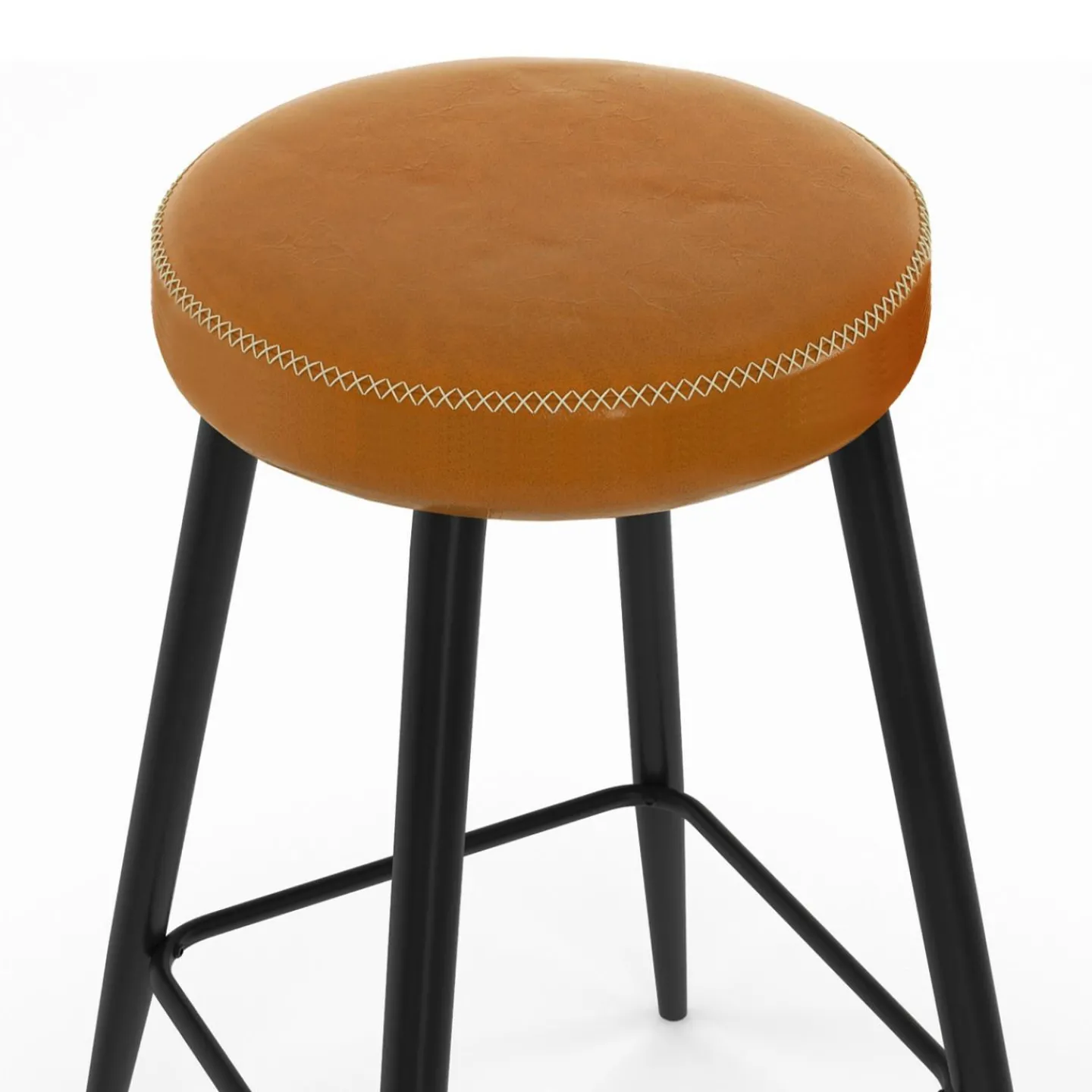 Lot de 2 tabourets de bar effet cuir marron et pieds métal*IDMarket Hot