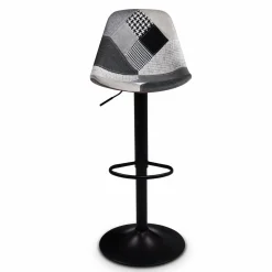 Lot de 2 tabourets de bar noirs réglables patchworks noirs, gris et blancs*IDMarket Online